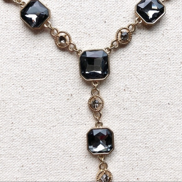 Statement Necklace 16” Chain Square Gems - Picture 6 of 8